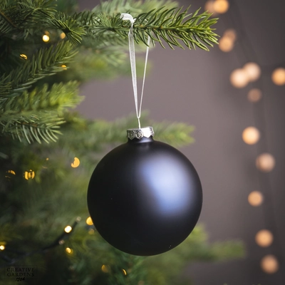 Bauble Glass Matt Night Blue 10cm