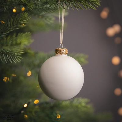 Bauble Glass Matt White 8cm