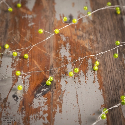 100 Green Snowberry LED Cluster Wire Garland