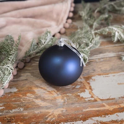 10cm Night Blue Matt Glass Bauble