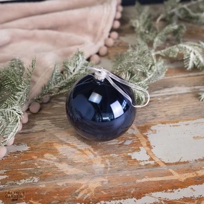 10cm Night Blue Shiny Glass Bauble