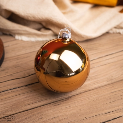 10cm Pecan Brown Shiny Glass Bauble