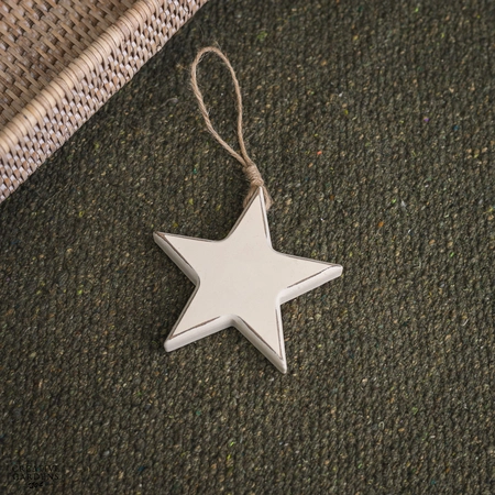 10cm White Wood Star Hanging