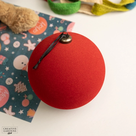 15cm Flocked Hanging Ball - Red