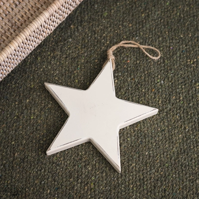 15cm White Wood Star Hanging