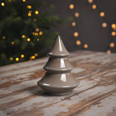 19Cm 3 Tier Ceramic Brown Christmas Tree