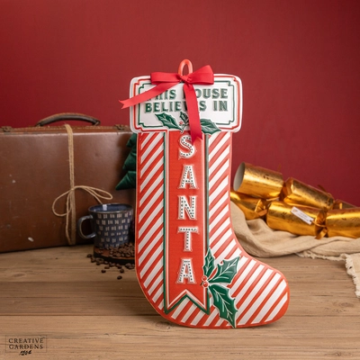 39cm Red And White Stocking Shape Sign