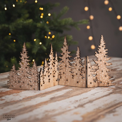 46Cm Wooden Fold Out Tree Scene - Natural