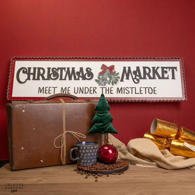 82cm White Wooden Christmas Market Sign