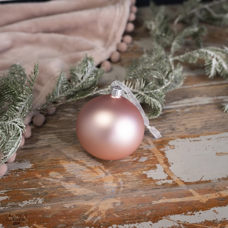 8cm Blush Pink Matt Glass Bauble