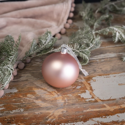 8cm Blush Pink Matt Glass Bauble