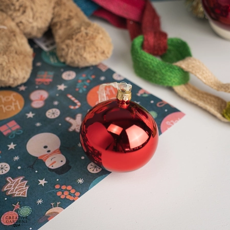 8cm Christmas Red Shiny Glass Bauble