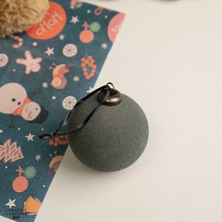 8cm Flocked Hanging Ball - Blue & Green