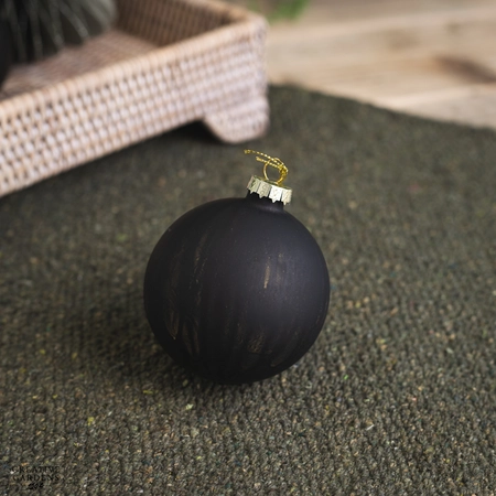 8cm Matt Antique Black  &  Gold Paint Glass Ball