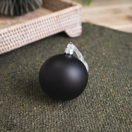 8cm Matt Black Glass Bauble