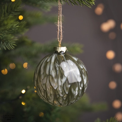 Bauble Glass Clear W Painting