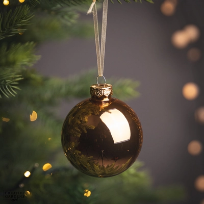 Bauble Glass Shiny Brandy 8cm