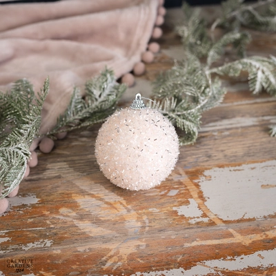 Blush Pink Tinsel Bauble