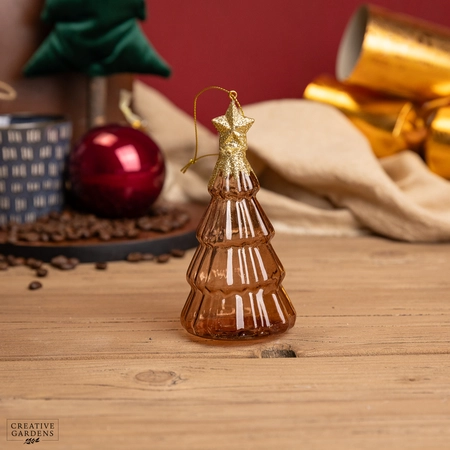 Clear Glass Tree With Star on Top - Espresso