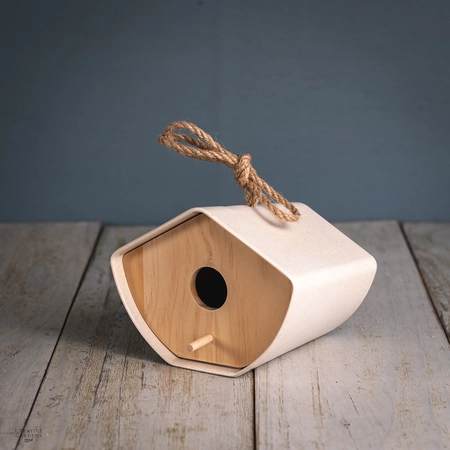 Earthy Japandi Birdhouse - Natural Bamboo