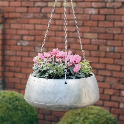 Galvanised Zinc Hanging Planter ‘Purples & Pinks’ - image 2