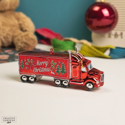 Glass Christmas Truck 18cm