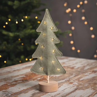 Green Micro LED Felt Tree 35cm