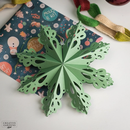 Green Paper Fretwork Snowflake Decoration - Large