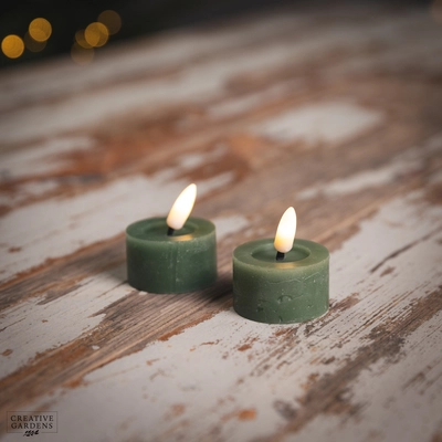LED Black Tealight 2pk - Green