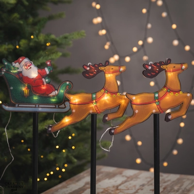 LED Santa Sleigh Stakes