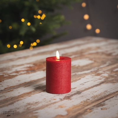 LED Wick Candle 11cm - Red