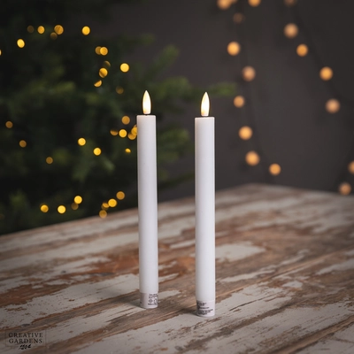 LED Wick Dinner Candle 2pk - White