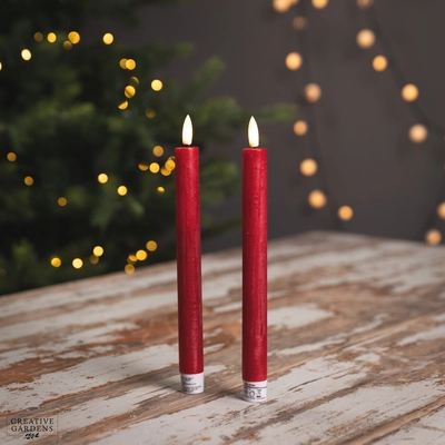 LED Wick Dinner Candle 2pk - Red