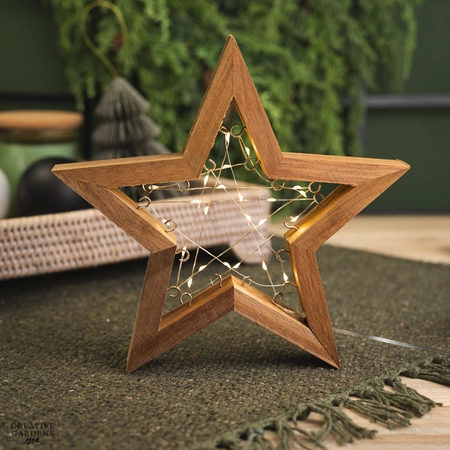 Lumineo Micro LED Natural Wooden Frame Star - image 1