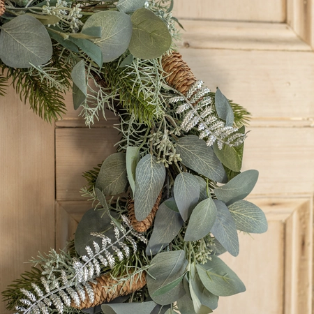 Modern Silver Wreath with Leaves and Pinecones - image 3