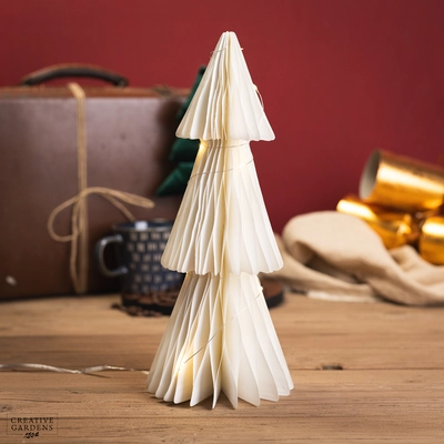 Noma 30cm Battery Operated Cream Honeycomb Tree With Warm White Wire Lights