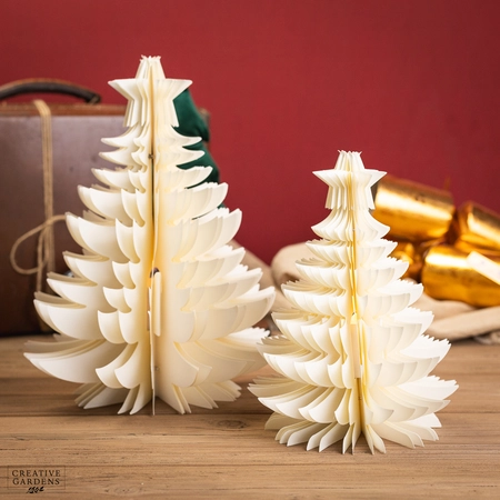 Noma Set of 2 Cream Paper Tree w/Tealight - image 1