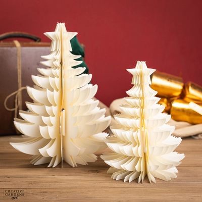 Noma Set of 2 Cream Paper Tree w/Tealight - image 1