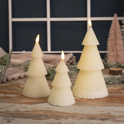 Noma Set Of 3 Christmas Tree Wax Candle Lights - Cream - image 1