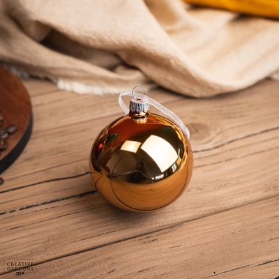 Pecan Brown Shiny Glass Bauble