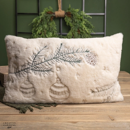 Rectangular White Embroidered Cushion - image 1