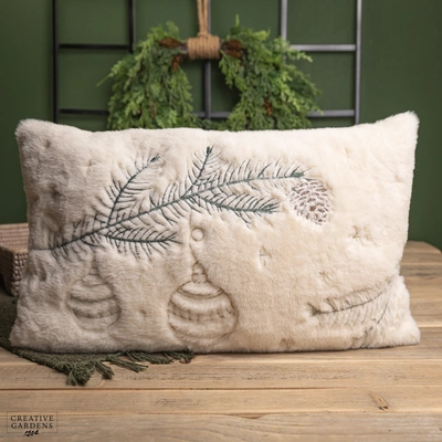 Rectangular White Embroidered Cushion - image 1