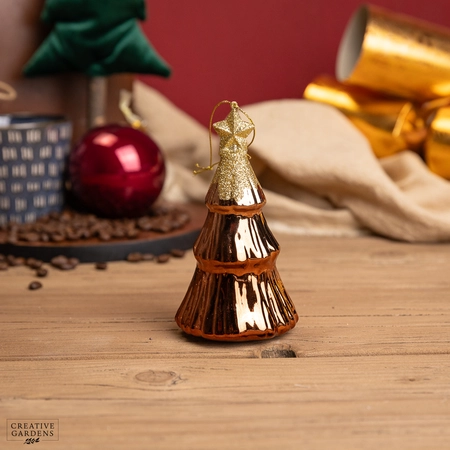 Shiny Glass Tree With Star on Top - Espresso