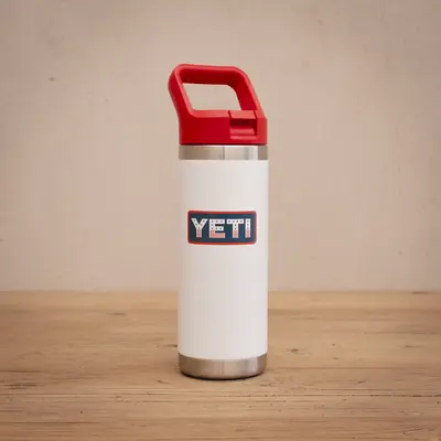 YETI Rambler 18 Oz Straw Bottle - White/Red Summer Anthem
