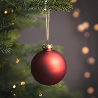 Bauble Glass Matt Red 8cm