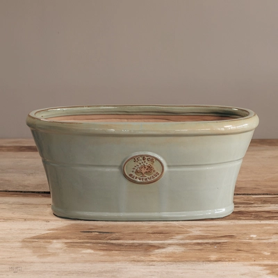 JC & Co Antique Grey Oval Glazed Trough